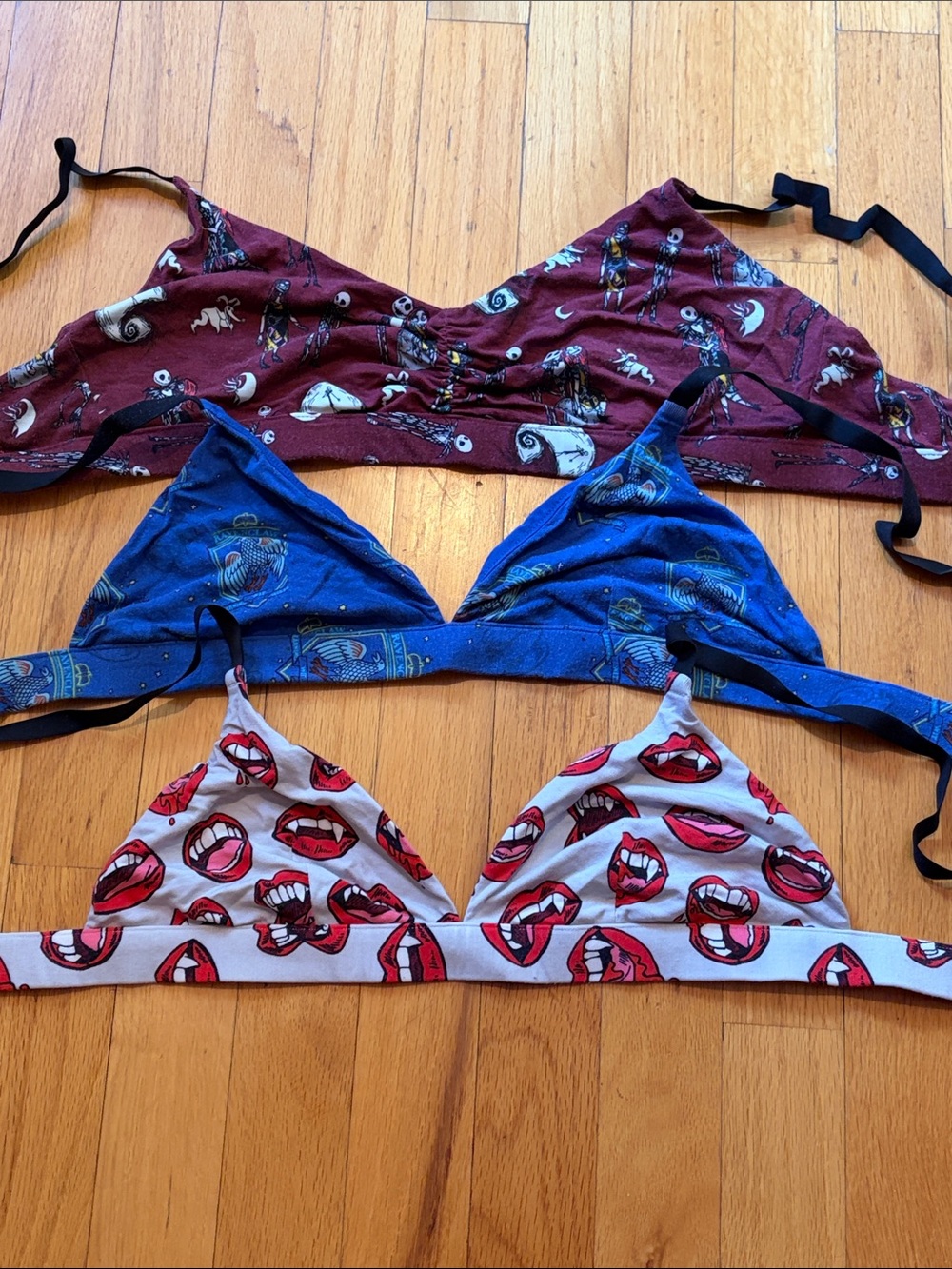 Lot of 3 MeUndies Triangle Bralettes Halloween